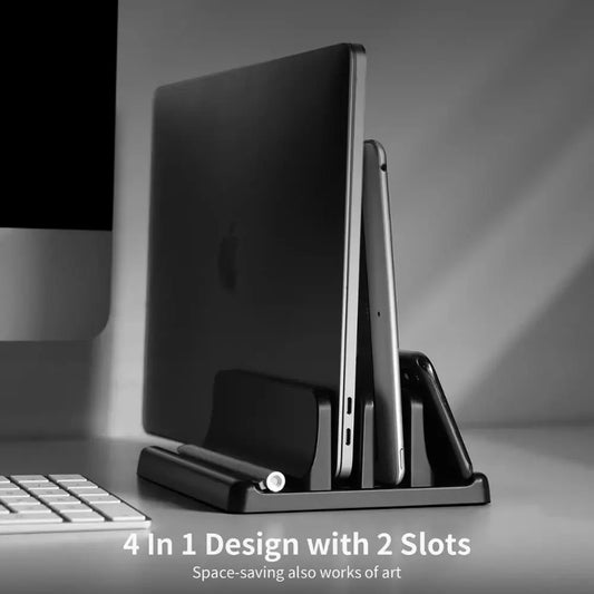 Plastic Vertical Laptop Stand Holder Adjustable 4-In-1 Dock Space-Saving